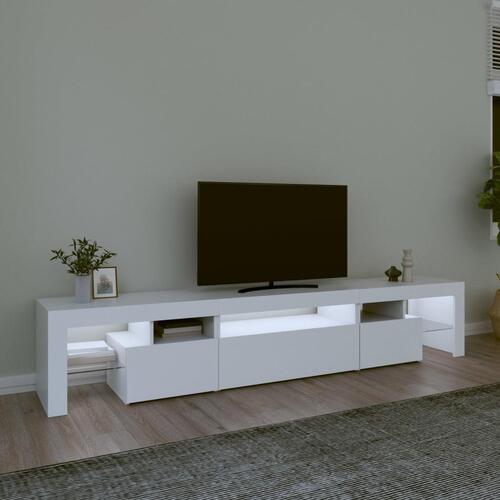 Tv-skab med LED-lys 215x36,5x40 cm hvid