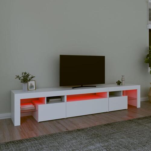 Tv-skab med LED-lys 215x36,5x40 cm hvid