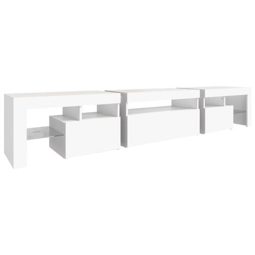 Tv-skab med LED-lys 215x36,5x40 cm hvid