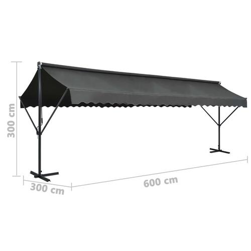 Fritstående markise 600 x 300 cm antracitgrå