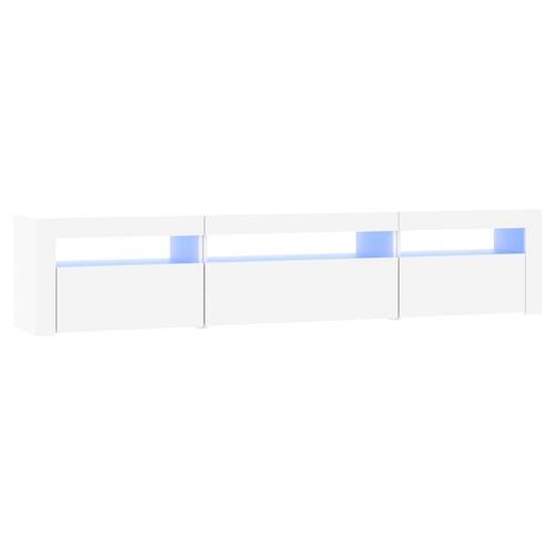 Tv-skab med LED-lys 195x35x40 cm hvid