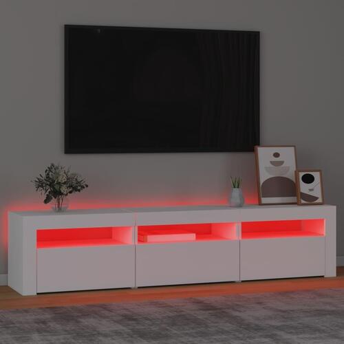 Tv-skab med LED-lys 180x35x40 cm hvid
