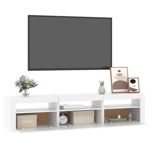 Tv-skab med LED-lys 180x35x40 cm hvid