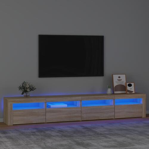 Tv-skab med LED-lys 240x35x40 cm sonoma-eg