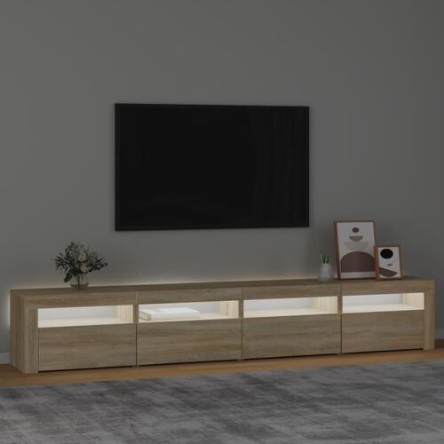 Tv-skab med LED-lys 240x35x40 cm sonoma-eg