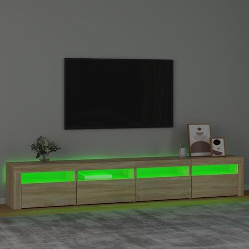 Tv-skab med LED-lys 240x35x40 cm sonoma-eg