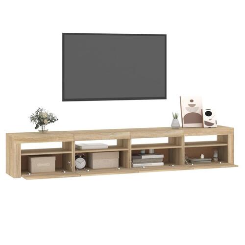 Tv-skab med LED-lys 240x35x40 cm sonoma-eg