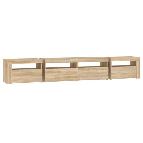 Tv-skab med LED-lys 240x35x40 cm sonoma-eg