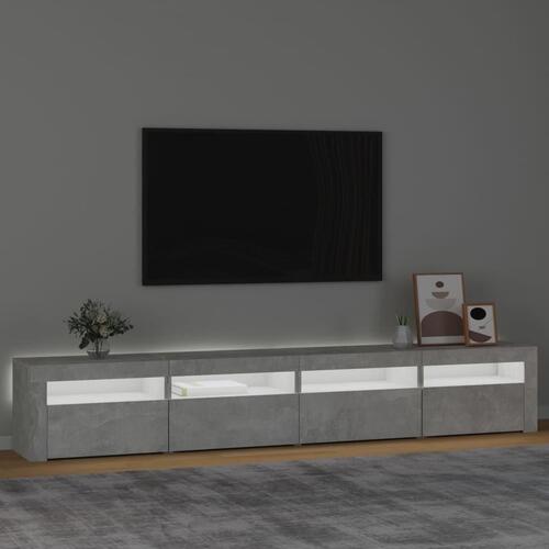 Sengebord med LED-lys 240x35x40 cm betongrå