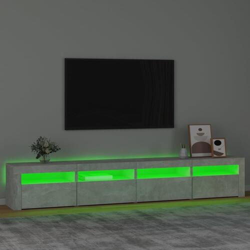 Sengebord med LED-lys 240x35x40 cm betongrå