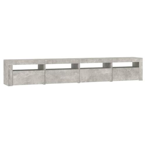 Sengebord med LED-lys 240x35x40 cm betongrå