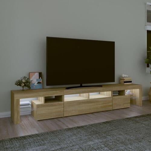 Tv-skab med LED-lys 230x36,5x40 cm sonoma-eg