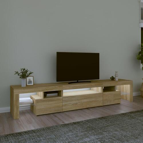 Tv-skab med LED-lys 215x36,5x40 cm sonoma-eg
