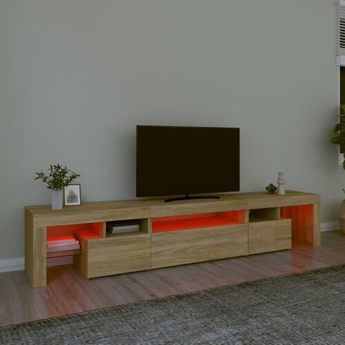 Tv-skab med LED-lys 215x36,5x40 cm sonoma-eg