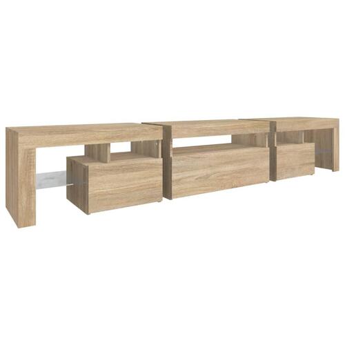 Tv-skab med LED-lys 215x36,5x40 cm sonoma-eg
