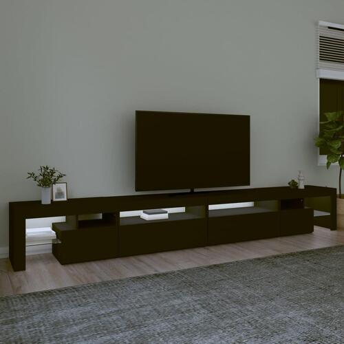 Tv-bord med LED-lys 290x36,5x40 cm sort