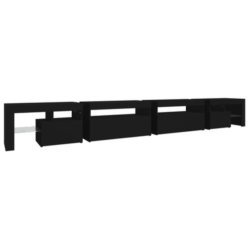 Tv-bord med LED-lys 290x36,5x40 cm sort