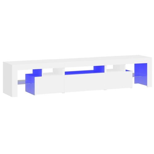 Tv-skab med LED-lys 200x36,5x40 cm hvid