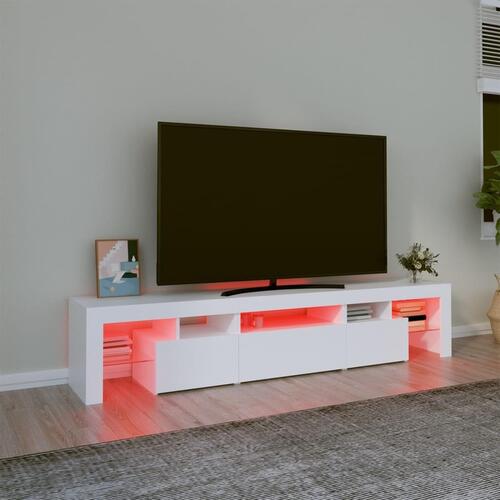 Tv-skab med LED-lys 200x36,5x40 cm hvid