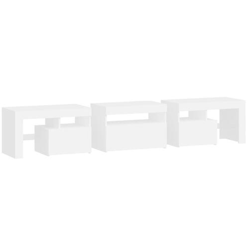 Tv-skab med LED-lys 200x36,5x40 cm hvid