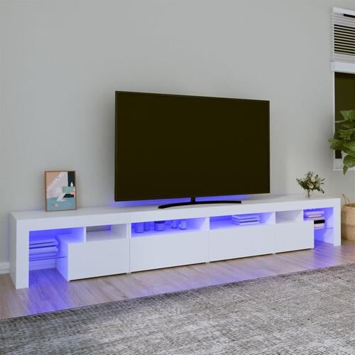 Tv-skab med LED-lys 260x36,5x40 cm hvid
