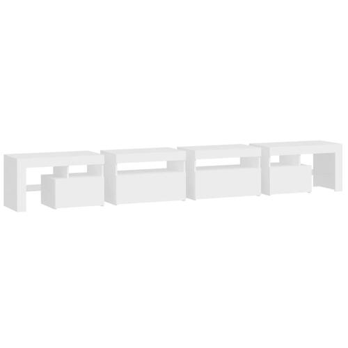 Tv-skab med LED-lys 260x36,5x40 cm hvid