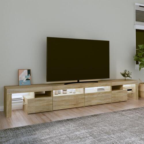 Tv-skab med LED-lys 260x36,5x40 cm sonoma-eg