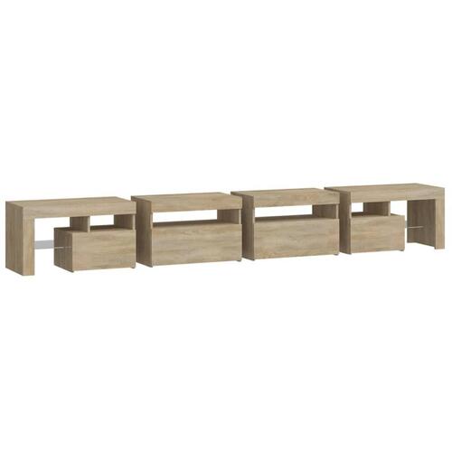 Tv-skab med LED-lys 260x36,5x40 cm sonoma-eg