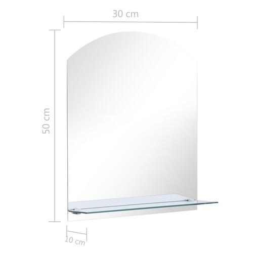 Vægspejl med hylde 30x50 cm hærdet glas
