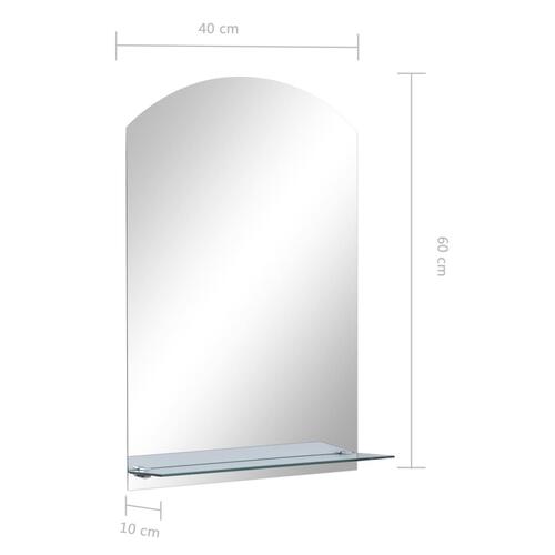 Vægspejl med hylde 40x60 cm hærdet glas