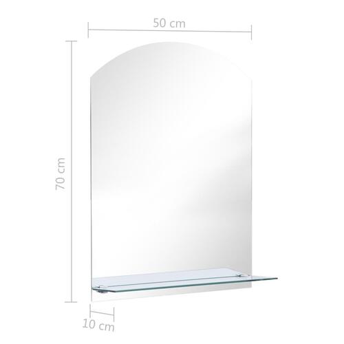 Vægspejl med hylde 50x70 cm hærdet glas
