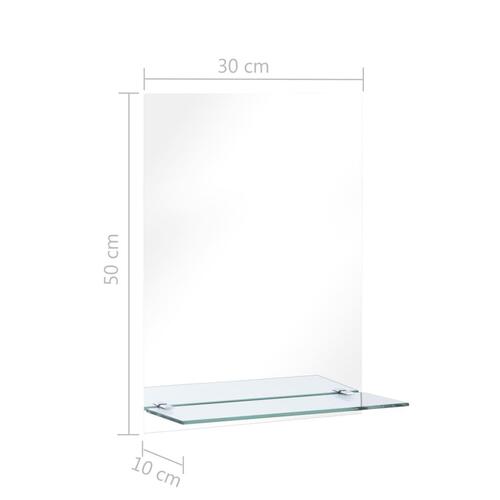 Vægspejl med hylde 30x50 cm hærdet glas