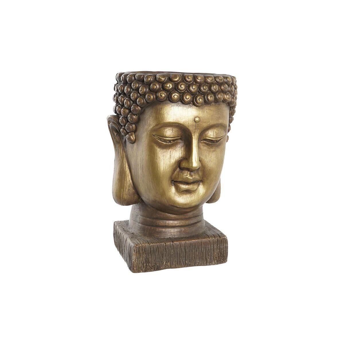 Urtepotte i glasfiber - gylden Buddha, orientalsk (25 × 25 × 36 cm)