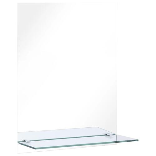 Vægspejl med hylde 50x70 cm hærdet glas