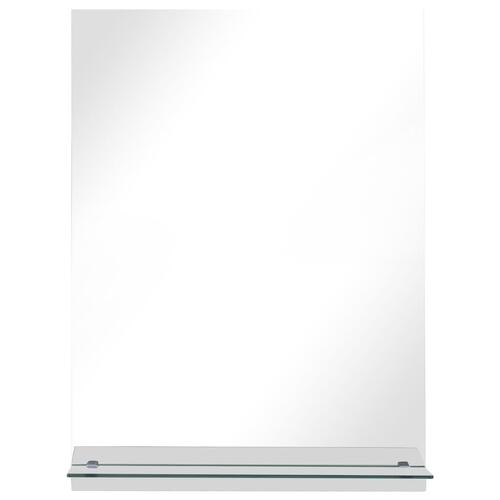 Vægspejl med hylde 50x70 cm hærdet glas