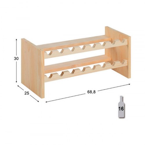 Astigarraga Merlot flaskereol - brun fyrretræ, 16 flasker (68,8 × 25 × 30 cm)