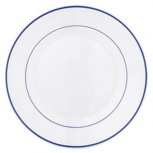 Arcoroc desserttallerken i glas, to-farvet blå kant, 19,5 cm - 6 stk.
