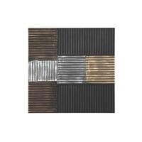 Vægdekoration Sort Gylden Glamour Moderne Træ MDF (91 x 3 x 91 cm)
