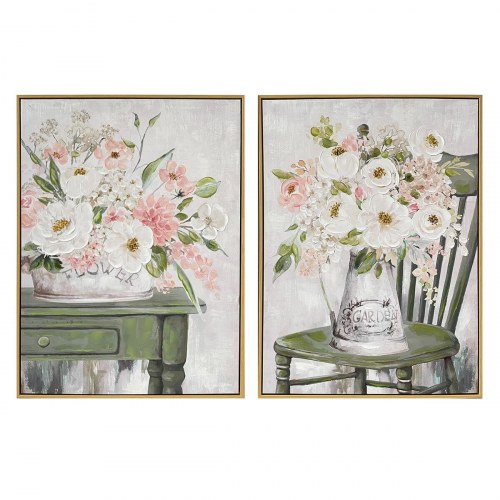 Lærredsmaleri - Shabby Chic, håndmalet, 60 × 3,5 × 80 cm
