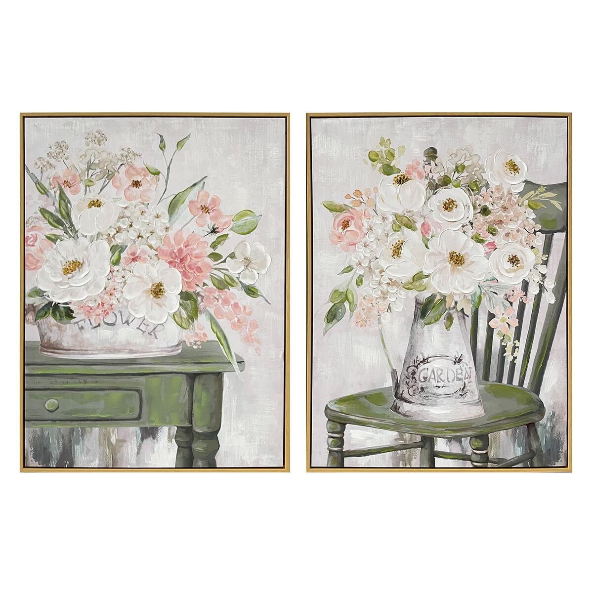 Lærredsmaleri - Shabby Chic, håndmalet, 60 × 3,5 × 80 cm