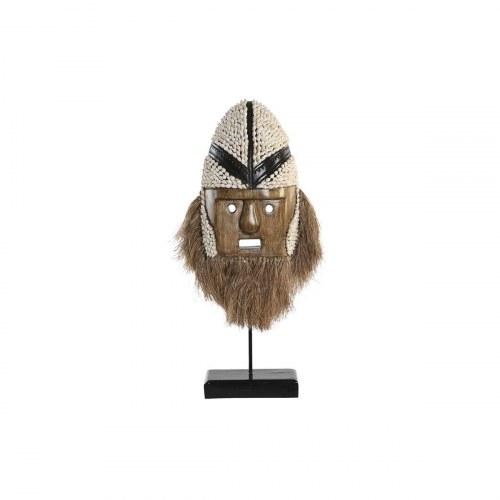Dekorativ maske i natur/hvid med muslinger - 30 × 10 × 60 cm