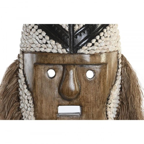 Dekorativ maske i natur/hvid med muslinger - 30 × 10 × 60 cm