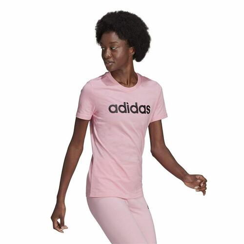 Kortærmet T-shirt til Kvinder Adidas Loungewear Essentials Slim Logo Pink XS