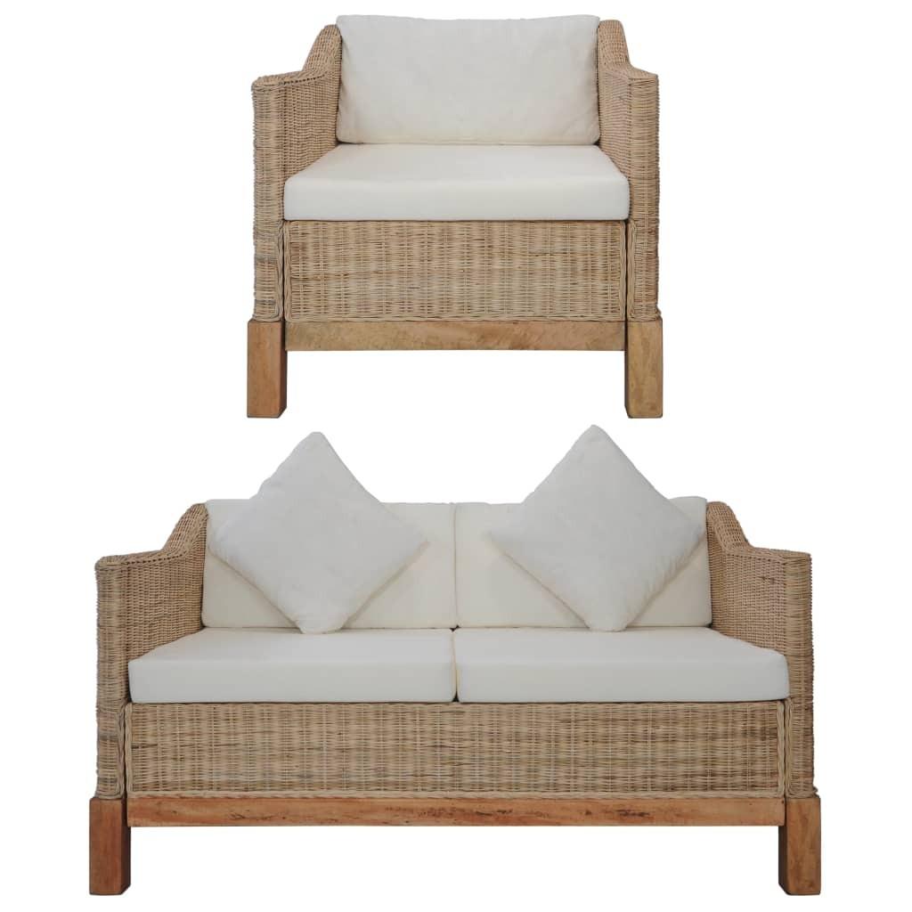 2 personers sofa med hynder naturlig rattan billede