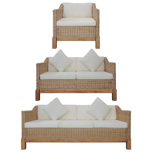 3 personers sofa med hynder naturlig rattan