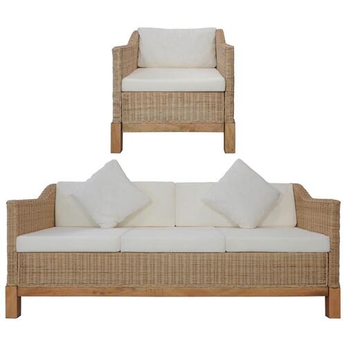 2 personers sofa med hynder naturlig rattan