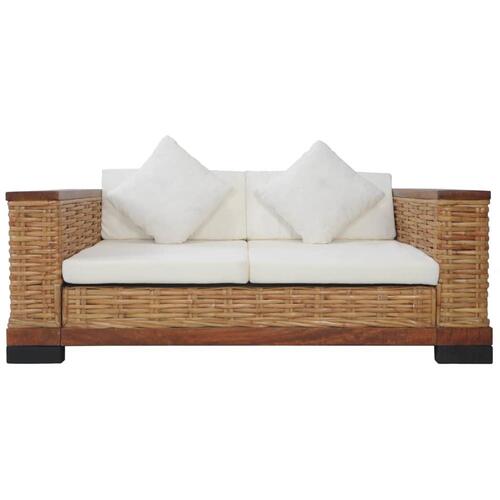 2 personers sofa med hynder naturlig rattan brun