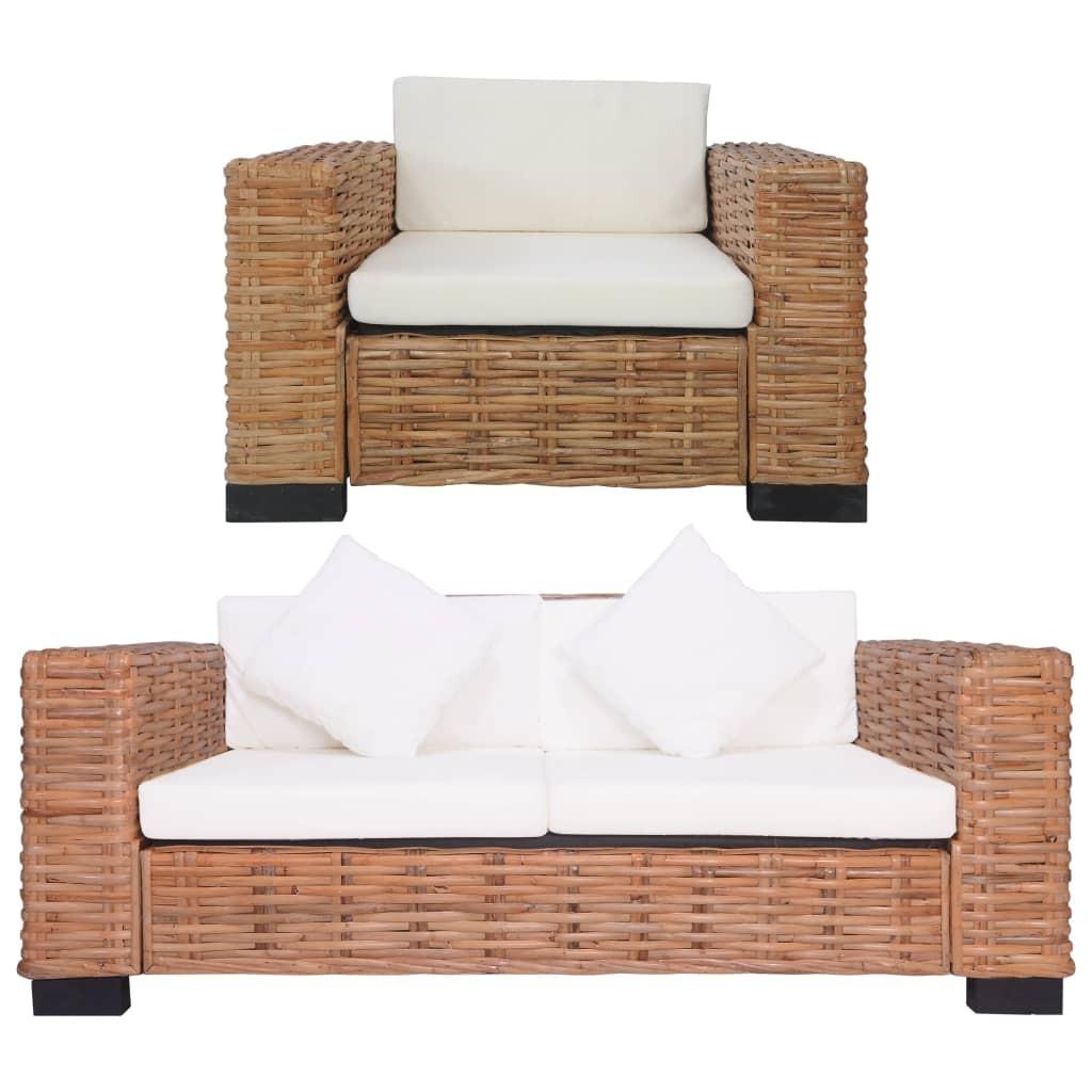 2 personers sofa med hynder naturlig rattan