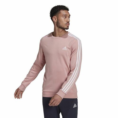 Sweaters uden Hætte til Mænd Adidas Essentials French Terry 3 Stripes Pink XL