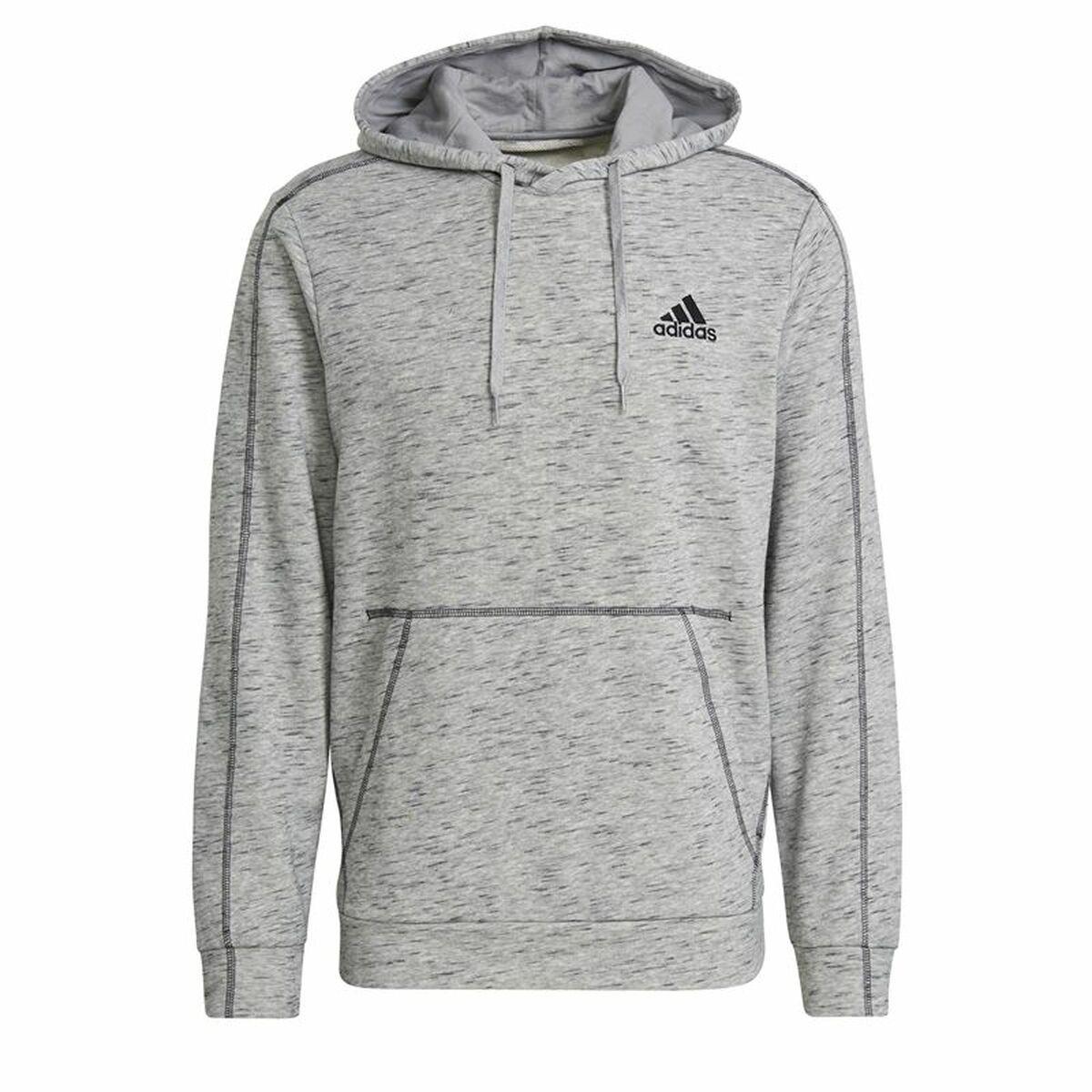 Hættetrøje til Mænd Adidas Essentials Mélange Embroidered Lysegrå S